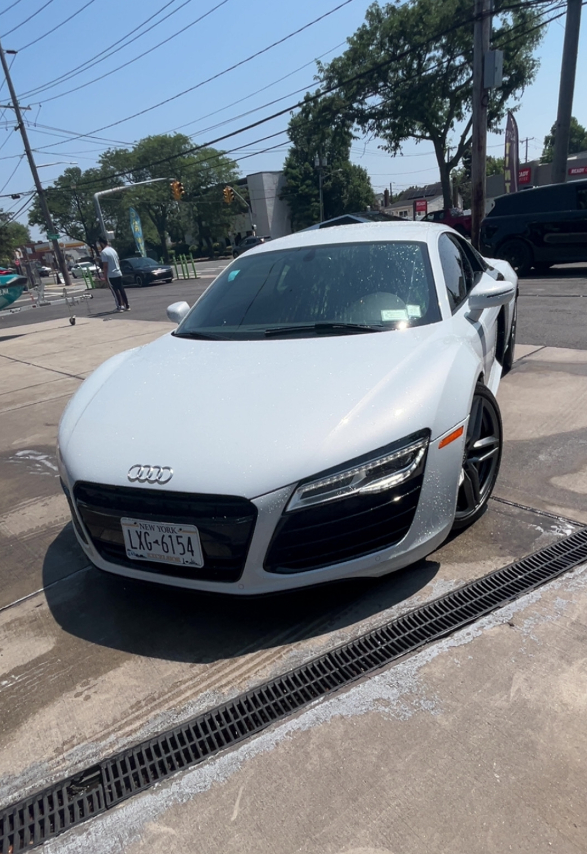 White Audi R8 with Crownline exterior detail finish